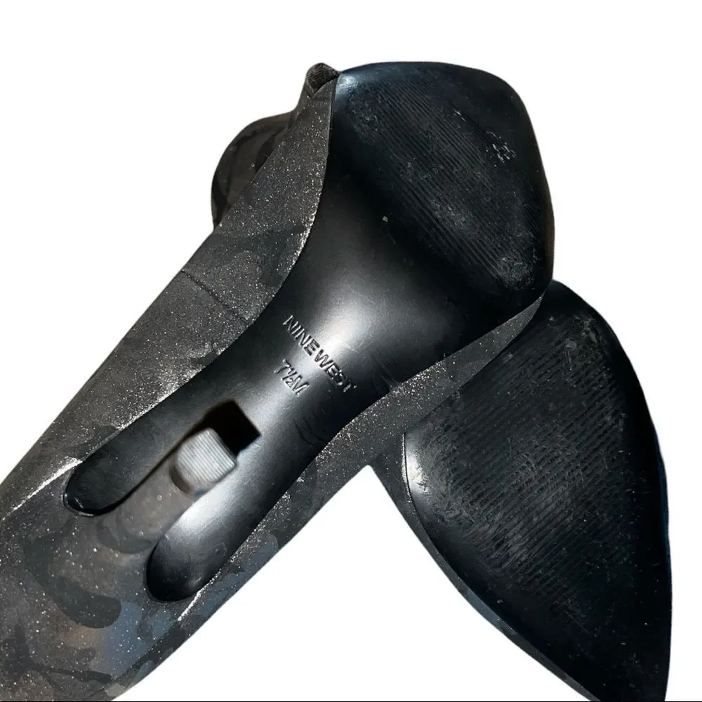 Nine West black/ gray camo style heels - Picture 7 of 7